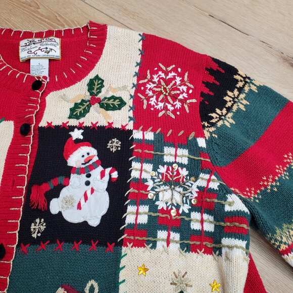 Heirloom Collectibles Sweater Cardigan Sz L Christmas Holiday Retro Vintage Y2K - Picture 10 of 16
